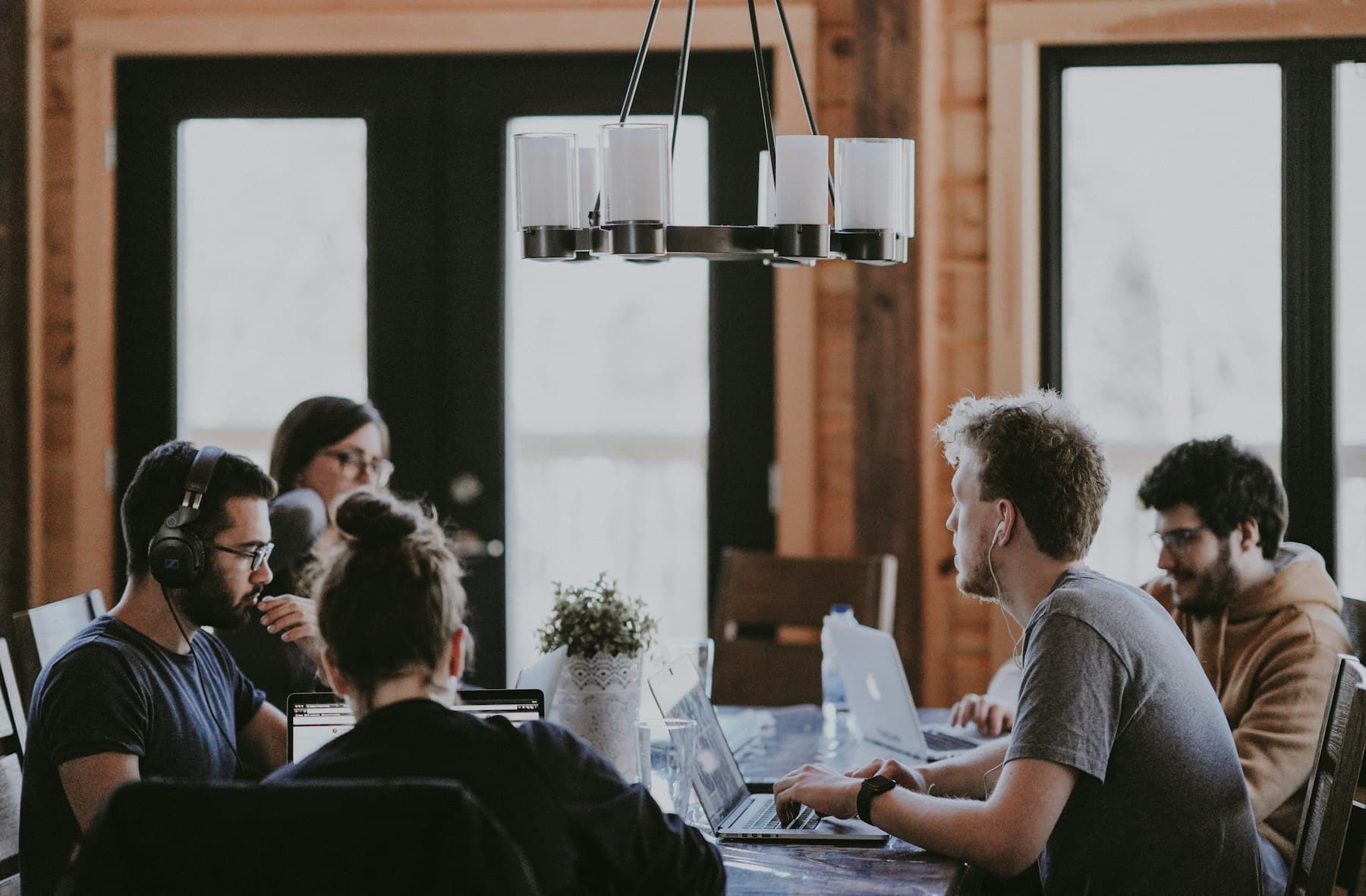 Colleagues collaborating around a table